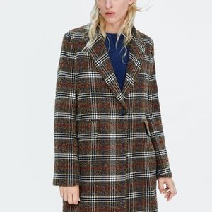 BNWOT Zara plaid wool coat xs